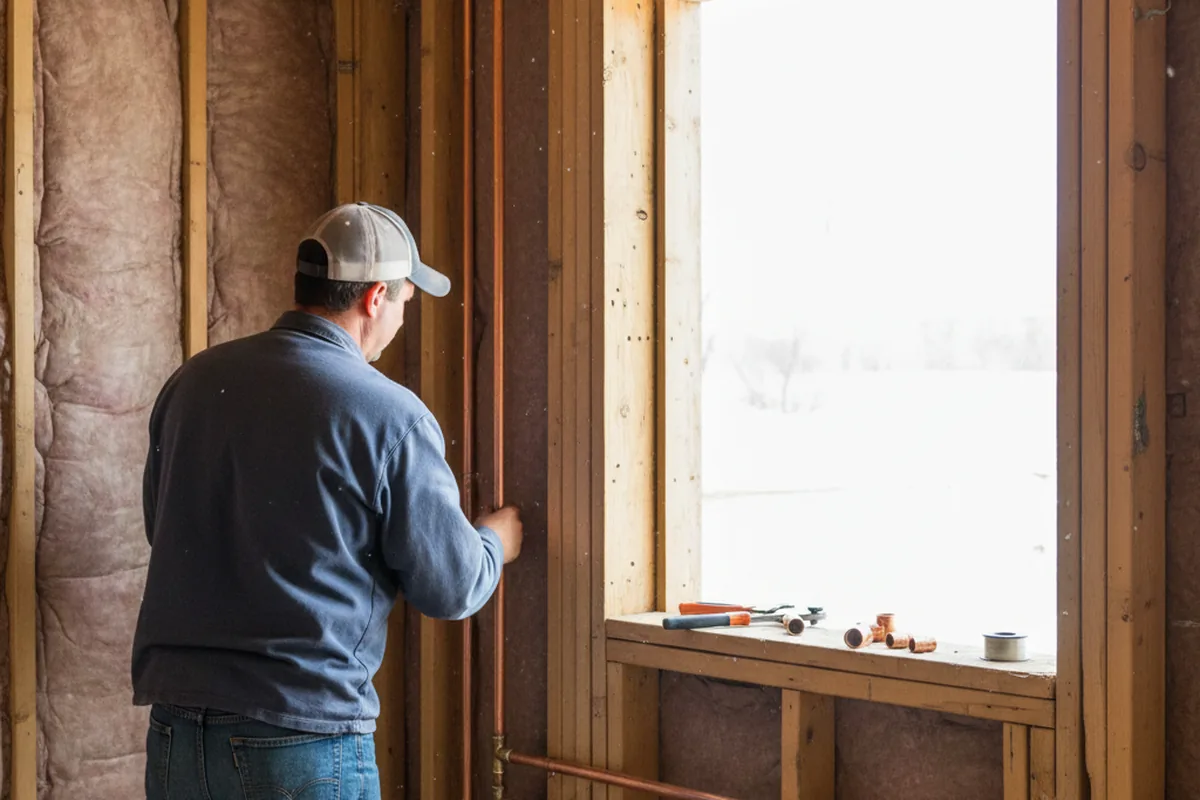 Licensed plumber running new copper supply lines in a Marble Falls home