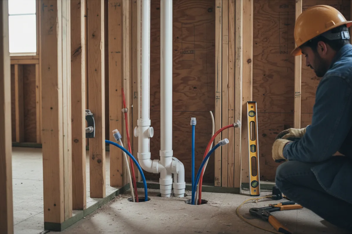 Drain and supply rough-in during Drain Cleaning in Marble Falls